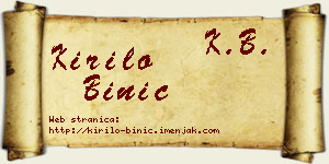 Kirilo Binić vizit kartica